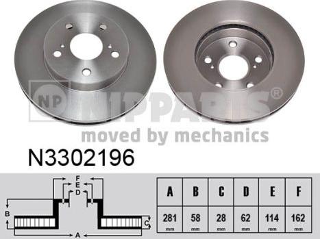 Nipparts N3302196 - Тормозной диск autodnr.net