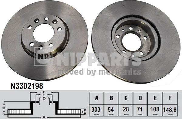 Nipparts N3302198 - Тормозной диск avtokuzovplus.com.ua