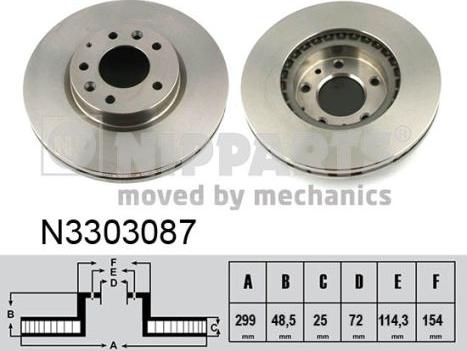 Nipparts N3303087 - Тормозной диск avtokuzovplus.com.ua