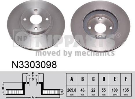 Nipparts N3303098 - Тормозной диск autodnr.net