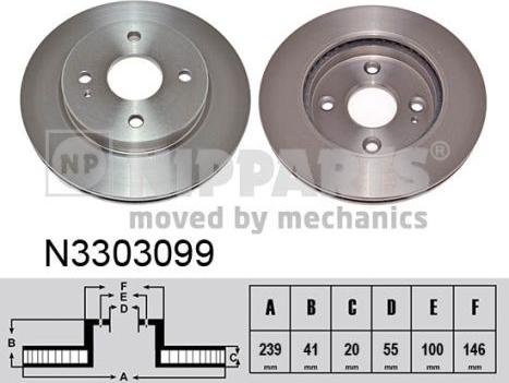 Nipparts N3303099 - Гальмівний диск autocars.com.ua