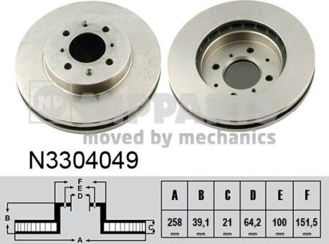 Nipparts N3304049 - Тормозной диск avtokuzovplus.com.ua