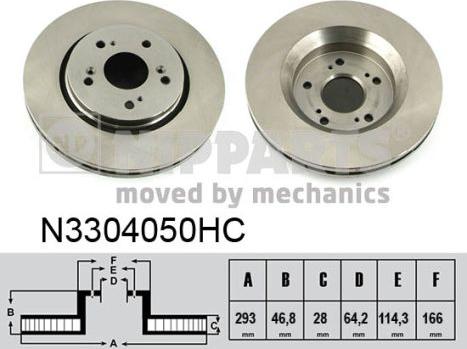 Nipparts N3304050HC - Гальмівний диск autocars.com.ua