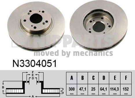 Nipparts N3304051 - Гальмівний диск autocars.com.ua