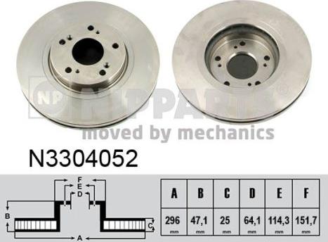 Nipparts N3304052 - Гальмівний диск autocars.com.ua