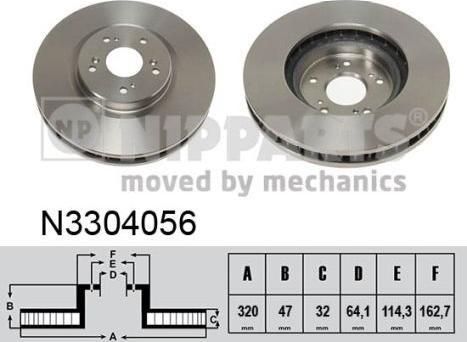 Nipparts N3304056 - Тормозной диск avtokuzovplus.com.ua