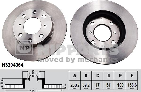 Nipparts N3304064 - Тормозной диск avtokuzovplus.com.ua