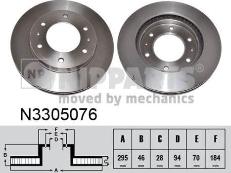 Nipparts N3305076 - Гальмівний диск autocars.com.ua