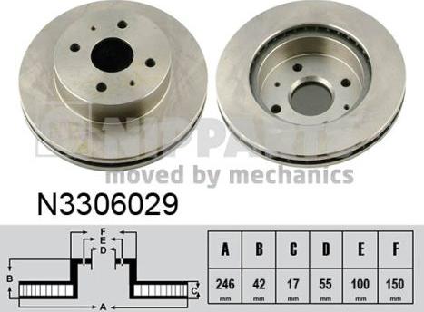 Nipparts N3306029 - Гальмівний диск autocars.com.ua