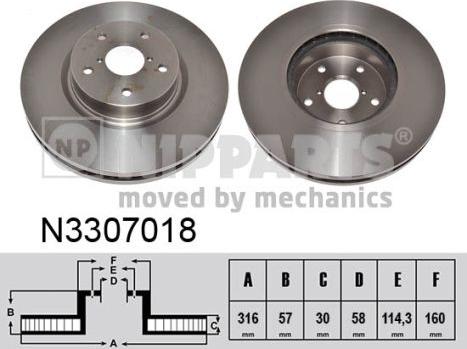 Nipparts N3307018 - Тормозной диск avtokuzovplus.com.ua