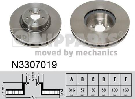 Nipparts N3307019 - Тормозной диск avtokuzovplus.com.ua