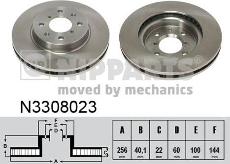 Nipparts N3308023 - Тормозной диск avtokuzovplus.com.ua