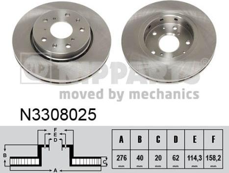 Nipparts N3308025 - Тормозной диск avtokuzovplus.com.ua