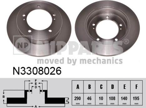 Nipparts N3308026 - Тормозной диск avtokuzovplus.com.ua