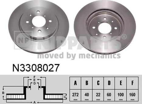 Nipparts N3308027 - Тормозной диск avtokuzovplus.com.ua