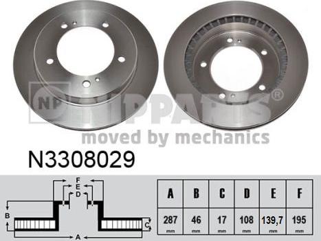 Nipparts N3308029 - Гальмівний диск autocars.com.ua