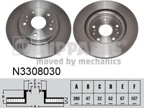 Nipparts N3308030 - Гальмівний диск autocars.com.ua