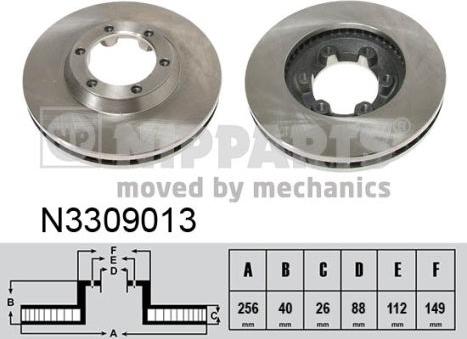 Nipparts N3309013 - Тормозной диск avtokuzovplus.com.ua