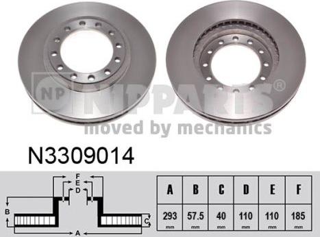 Nipparts N3309014 - Тормозной диск avtokuzovplus.com.ua