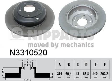 Nipparts N3310520 - Гальмівний диск autocars.com.ua