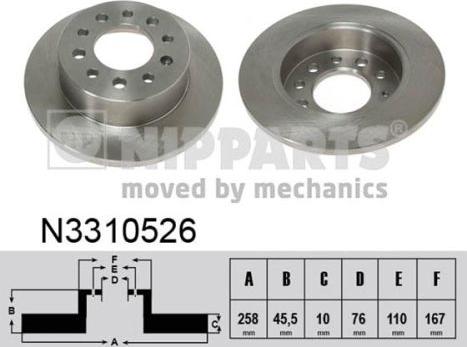 Nipparts N3310526 - Гальмівний диск autocars.com.ua