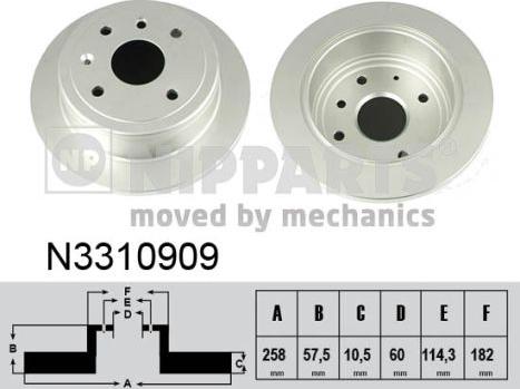 Nipparts N3310909 - Тормозной диск avtokuzovplus.com.ua