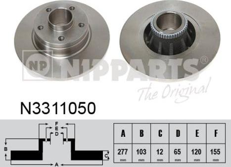 Nipparts N3311050 - Гальмівний диск autocars.com.ua