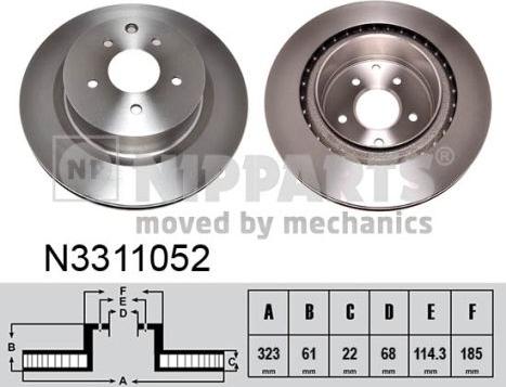 Nipparts N3311052 - Гальмівний диск autocars.com.ua