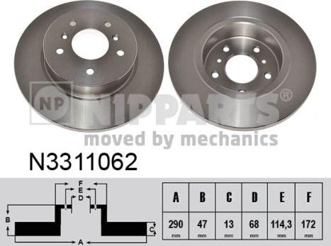 Nipparts N3311062 - Тормозной диск avtokuzovplus.com.ua