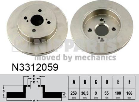 Nipparts N3312059 - Гальмівний диск autocars.com.ua