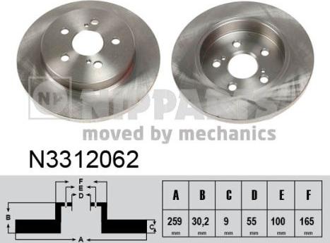 Nipparts N3312062 - Тормозной диск avtokuzovplus.com.ua