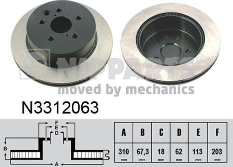 Nipparts N3312063 - Тормозной диск avtokuzovplus.com.ua