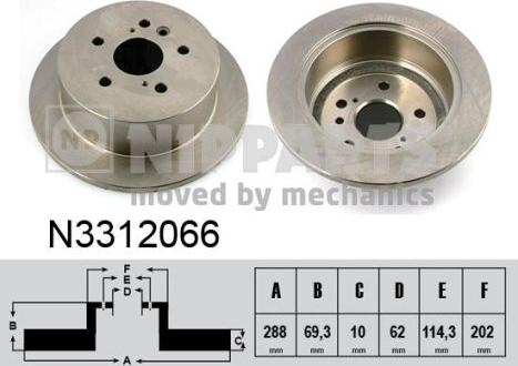 Nipparts N3312066 - Гальмівний диск autocars.com.ua