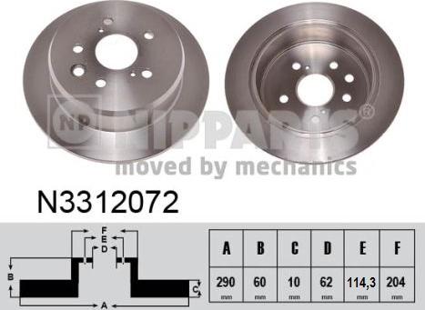 Nipparts N3312072 - Тормозной диск avtokuzovplus.com.ua