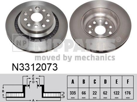 Nipparts N3312073 - Гальмівний диск autocars.com.ua