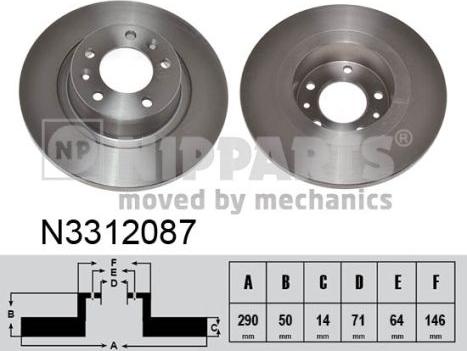 Nipparts N3312087 - Тормозной диск avtokuzovplus.com.ua