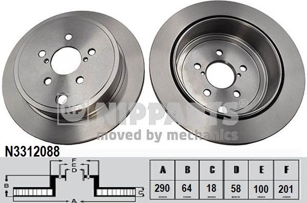 Nipparts N3312088 - Гальмівний диск autocars.com.ua