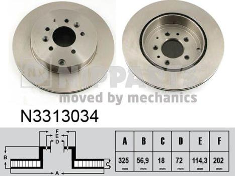 Nipparts N3313034 - Гальмівний диск autocars.com.ua