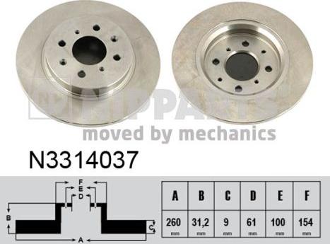 Nipparts N3314037 - Тормозной диск avtokuzovplus.com.ua