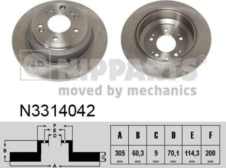 Nipparts N3314042 - Тормозной диск avtokuzovplus.com.ua