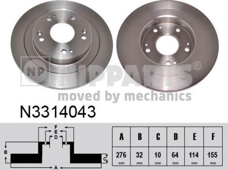 Nipparts N3314043 - Тормозной диск avtokuzovplus.com.ua