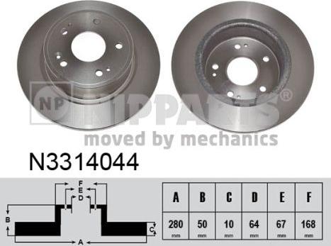 Nipparts N3314044 - Гальмівний диск autocars.com.ua