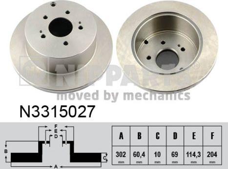 Nipparts N3315027 - Гальмівний диск autocars.com.ua