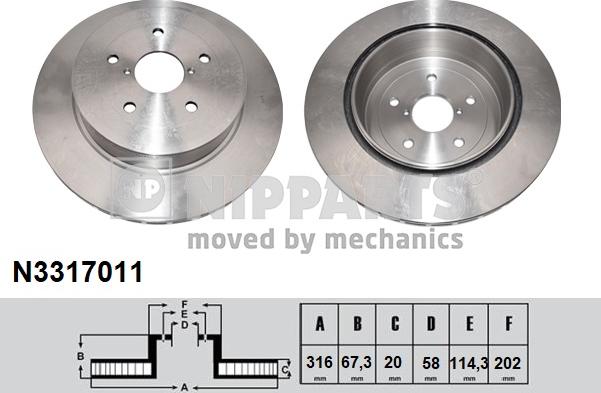 Nipparts N3317011 - Тормозной диск avtokuzovplus.com.ua