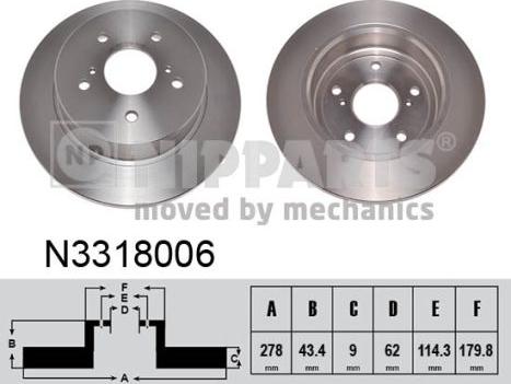 Nipparts N3318006 - Тормозной диск avtokuzovplus.com.ua