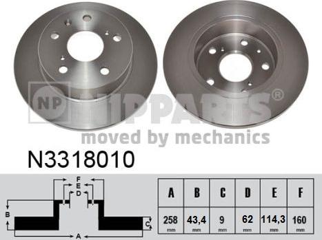 Nipparts N3318010 - Гальмівний диск autocars.com.ua