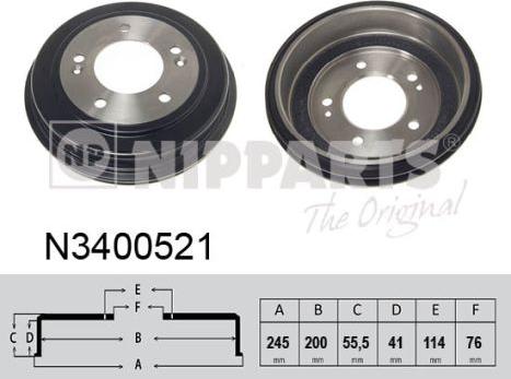 Nipparts N3400521 - Тормозной барабан avtokuzovplus.com.ua