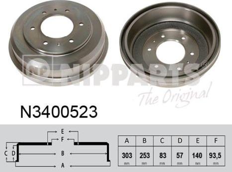 Nipparts N3400523 - Тормозной барабан avtokuzovplus.com.ua