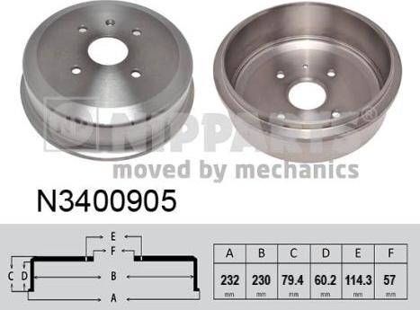 Nipparts N3400905 - Тормозной барабан avtokuzovplus.com.ua