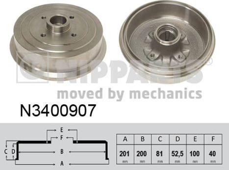 Nipparts N3400907 - Тормозной барабан avtokuzovplus.com.ua